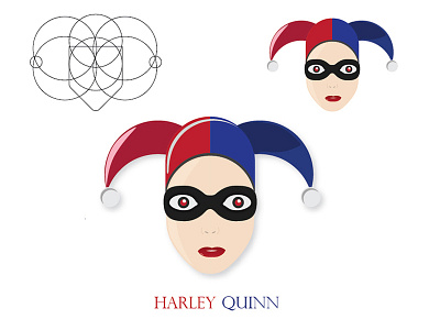 Harlery Quinn breakdown character design flat design illustration sticker