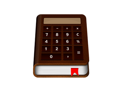 Numi icon book bookmark brown buttons calculator icon leather mac os x red white