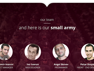 Team Page army landing page portfolio team