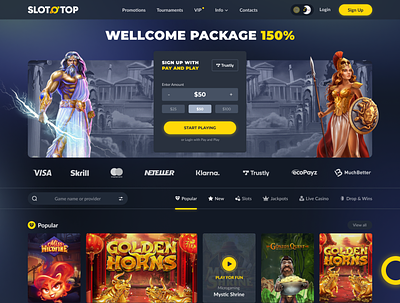 Online Casino Design betting casino gambling homepage igaming illustrations landing page live casino roulette slots web design