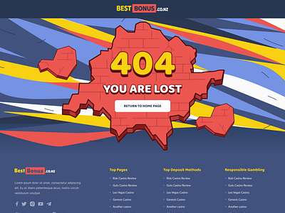 Cartoon-styled 404 Page design 404 cartoon casino error page igaming illustrations not found