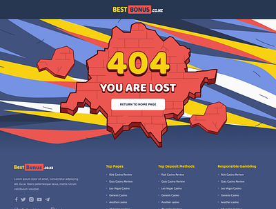 Cartoon-styled 404 Page design 404 cartoon casino error page igaming illustrations not found