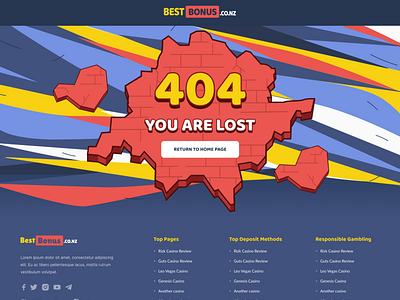 Cartoon-styled 404 Page design