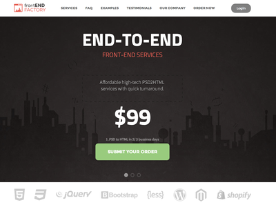 Front End Factory - Home Page css factory front end html landing page web design