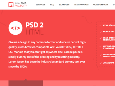 PSD 2 HTML Inner Page css front end html inner page psd2html service page