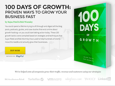 100 Days of Growth - Book sales page 3d book book landing page sales page testimonials