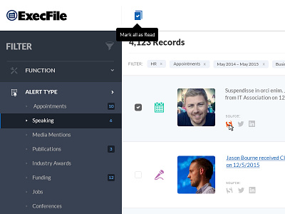 Dashboard feed dashboard feed filters interface news posts ui ux