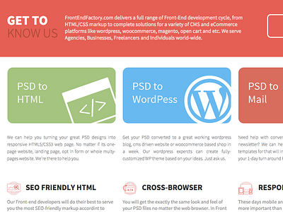 Services - FrontEndFactory css development front end html psd services