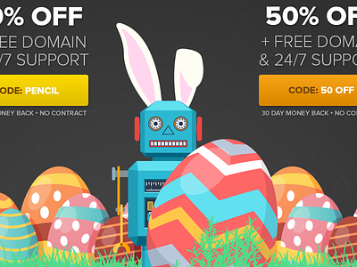 Easter Promo Landing Page easter eggs hosting landing page robot sale salespage