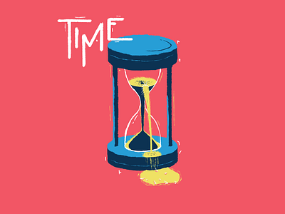Distorted Time brush design hourglass illustration time