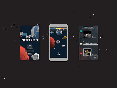 New Horizon - Game Design game lowpoly menu mobile space spaceship ui ux
