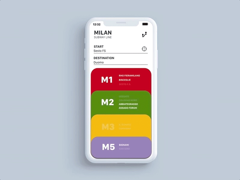 Milano Metro concept design iphone x metro milano motion navigation ui