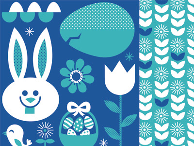 Easter bird blue bunny cracked dandy lions easter easter bunny egg flower packaging pattern surface design