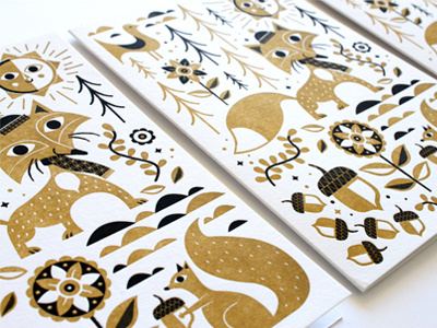 2013 Holiday Cards acorns christmas clouds flowers fox gold greeting cards holiday letterpress squirrel