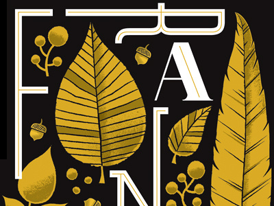 Frankie Rose Poster preview acorn black frankie rose gold in line leaf lettering poster type typography