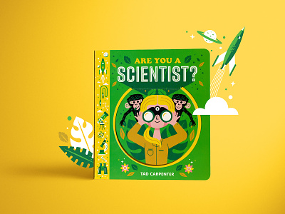 Are You A Scientist? Book book childrens book icons leaves monkeys rocket science scientist telescope