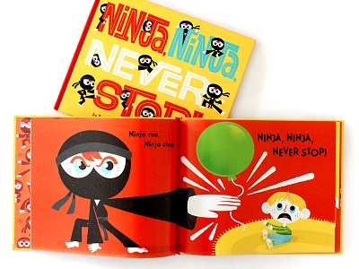 Ninja, Ninja, Never Stop! childrens book illustration karate kick kung fu lettering ninja punch