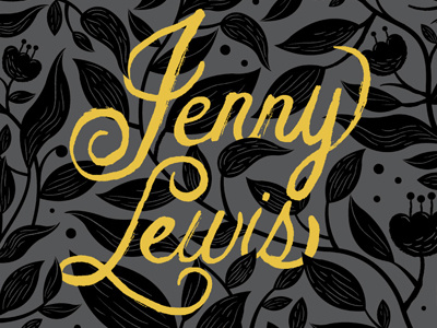 Jenny Lewis fish flowers gold hand type leaf lettering metallic painted