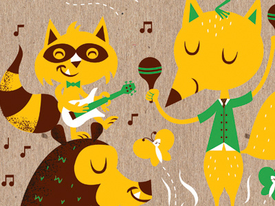 Illustration Preview bear butterfly character color design fox graphic guitar illustration music raccoon whimsical