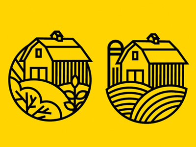 Logo WIP barn development farm field grass icon icons logo monoline plant stroke tree
