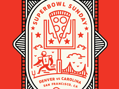 Super Bowl SUNday badge cam newton clouds football icon pizza san francisco seal sports sun super bowl