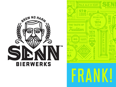 Senn Bierwerks barley beer brand identity brewery frank hops icon line work logo mark st louis word mark