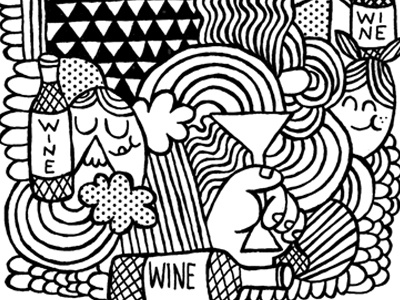 Children's Charity Doodle preview children doodles drinks illustration kids line work tad carpenter wine