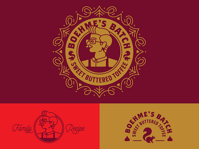Boehme's Batch logo system brand identity branding candy chocolate icon logo mustache packaging seal squirrel toffee
