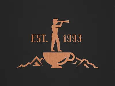 WIP Logo Exploration coffee coffee cup copper exploration explorer icon logo man mountains outdoors periscope travel