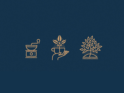 Icon Style WIP beans coffee coffee cup grinder hand icons leaf mono line plant tree