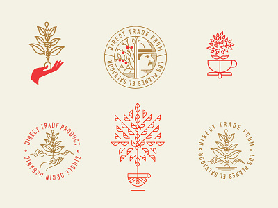 Coffee Iconography WIP coffee coffee bean coffee roasting cup farmer hand icon leaf plant seal stamp tree