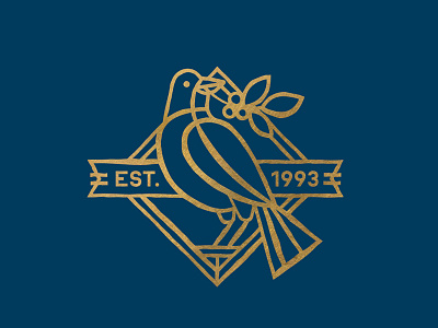 EST. Coffee Icon badge bird coffee coffee plant gold icon logo seal