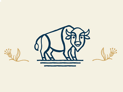 Bison Icon bean bison buffalo coffee coffee bean flower icon kansas logo