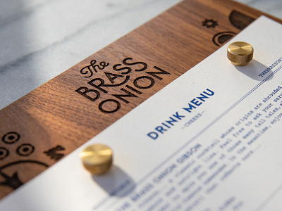 The Brass Onion Brand Identity bar bar branding brand identity brass drink menu menu design onion restaurant