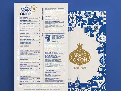 The Brass Onion Menu Crop brand identity branding brass chicken cow menu menu design onion page layout restaurant