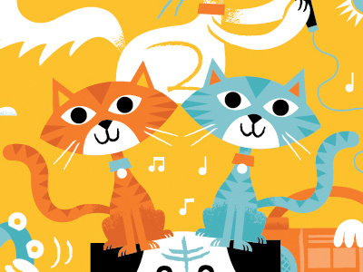 Pets band cat color design dog illustration music yellow