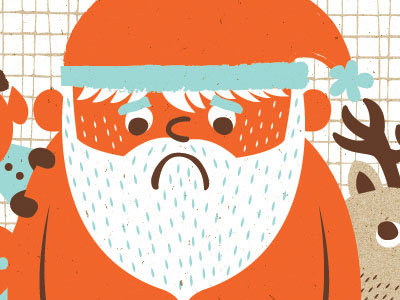 SAD SANTA beard childrens book color design sad santa silkscreen