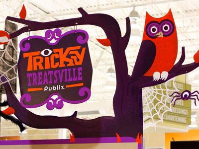 Publix 2012 Halloween Campaign halloween orange owl publix spider spooky tree trick or treat