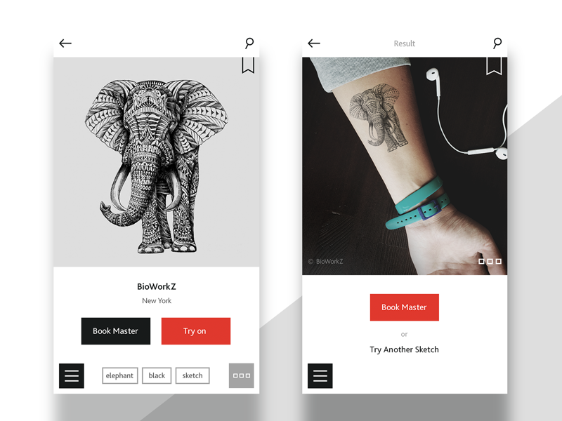 InkInk. Mobile app for tattoo lovers minimal ux ui social tattoo app mobile