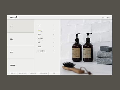 Meraki concept ecommerce promo shop store typogaphy ui ux uxdesign webdesign website