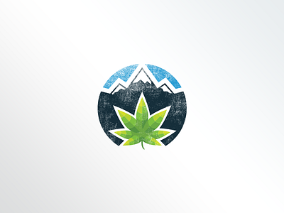 Custom Cannabis blue cannabis green logo mountain