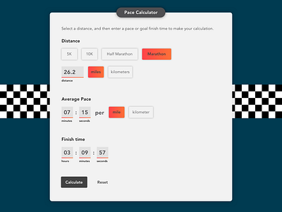 Race Pace Calculator calculator dailyui design gradiant running ui