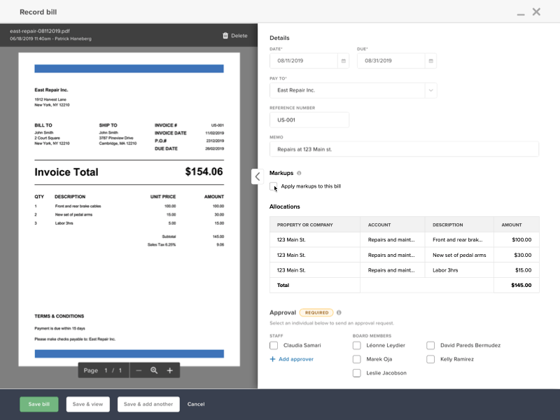 Bill entry interactions design interaction splitscreen ui web