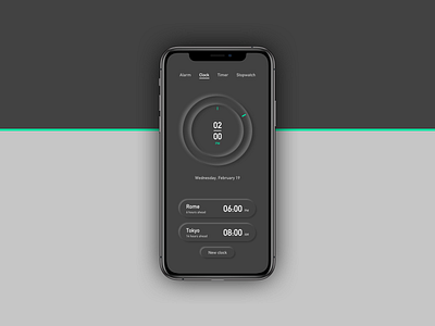 Minimalist Clock UI clock design minimalist mobile app mobile ui shadow