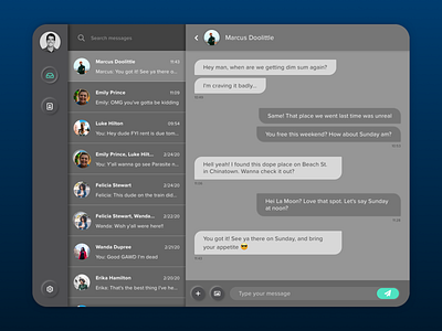 Direct messaging UI chat app dailyui dark mode dark ui design messaging ui
