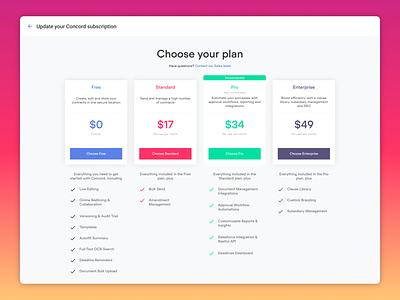Concord Pricing Page checkout checkout flow conversion design pricing ui upgrade web