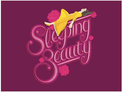 Sleeping beauty caligraphy fairytale letter purple