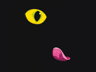 Purrrr black cat eye illustration