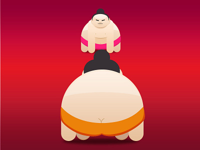 Everybody was sumo fighting illustration japan red sumo