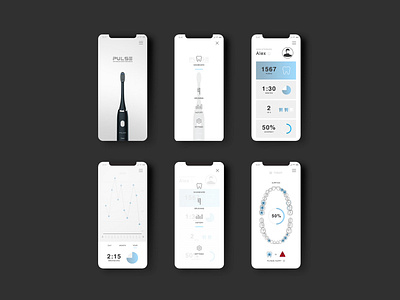Toothbrush App - Screen Layout app dentistry design minimal mobile ui ux